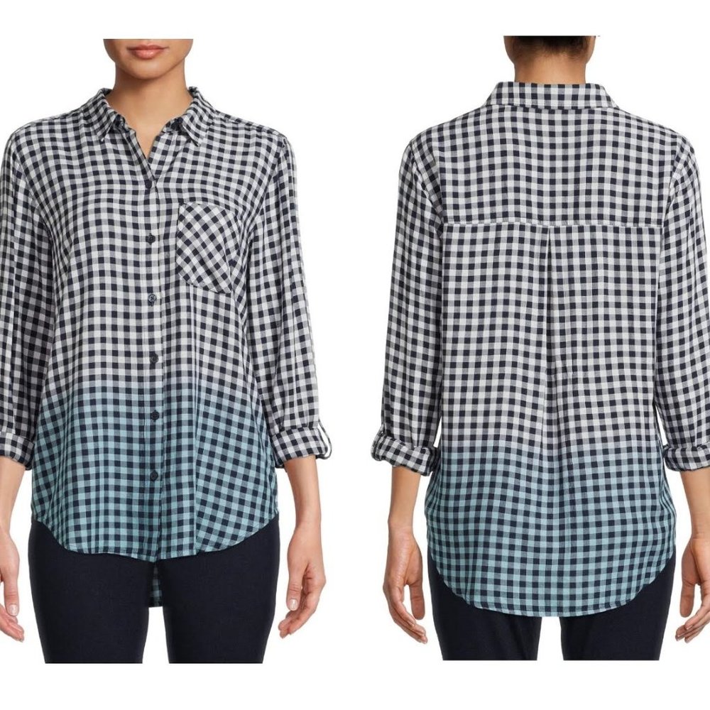 NWT Time and Tru Women's Long Sleeve Soft Button Shirt Size M